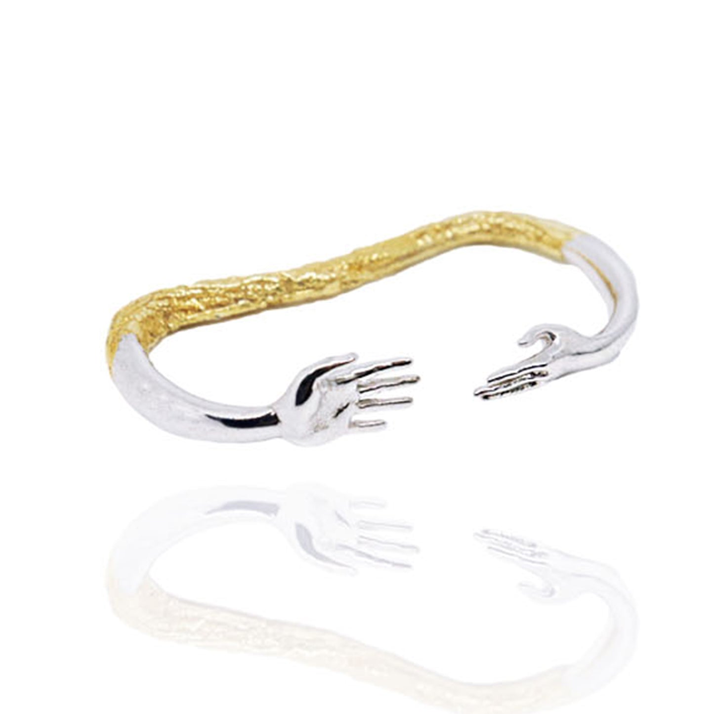 Reaching Hands Double Finger Ring
