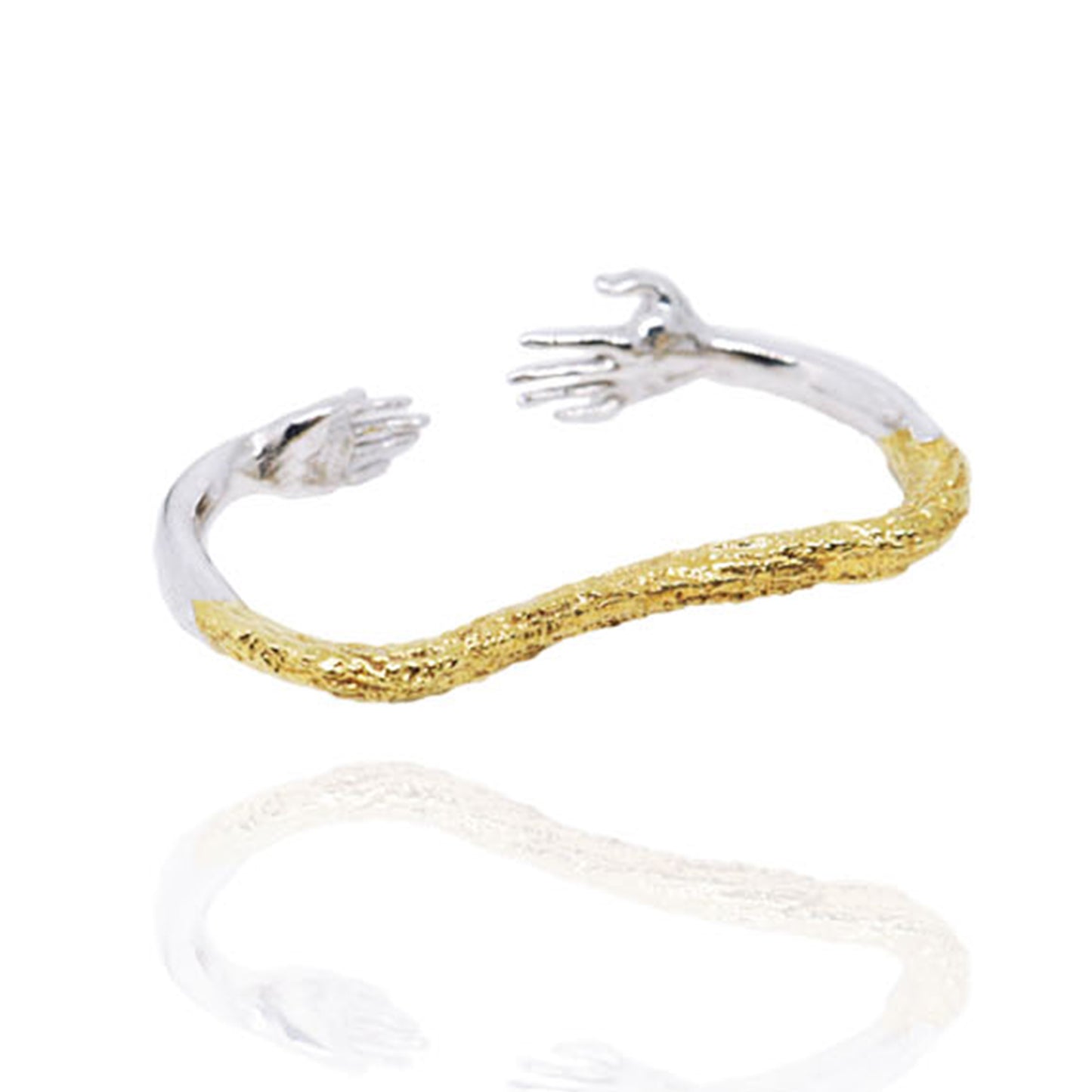 Reaching Hands Double Finger Ring