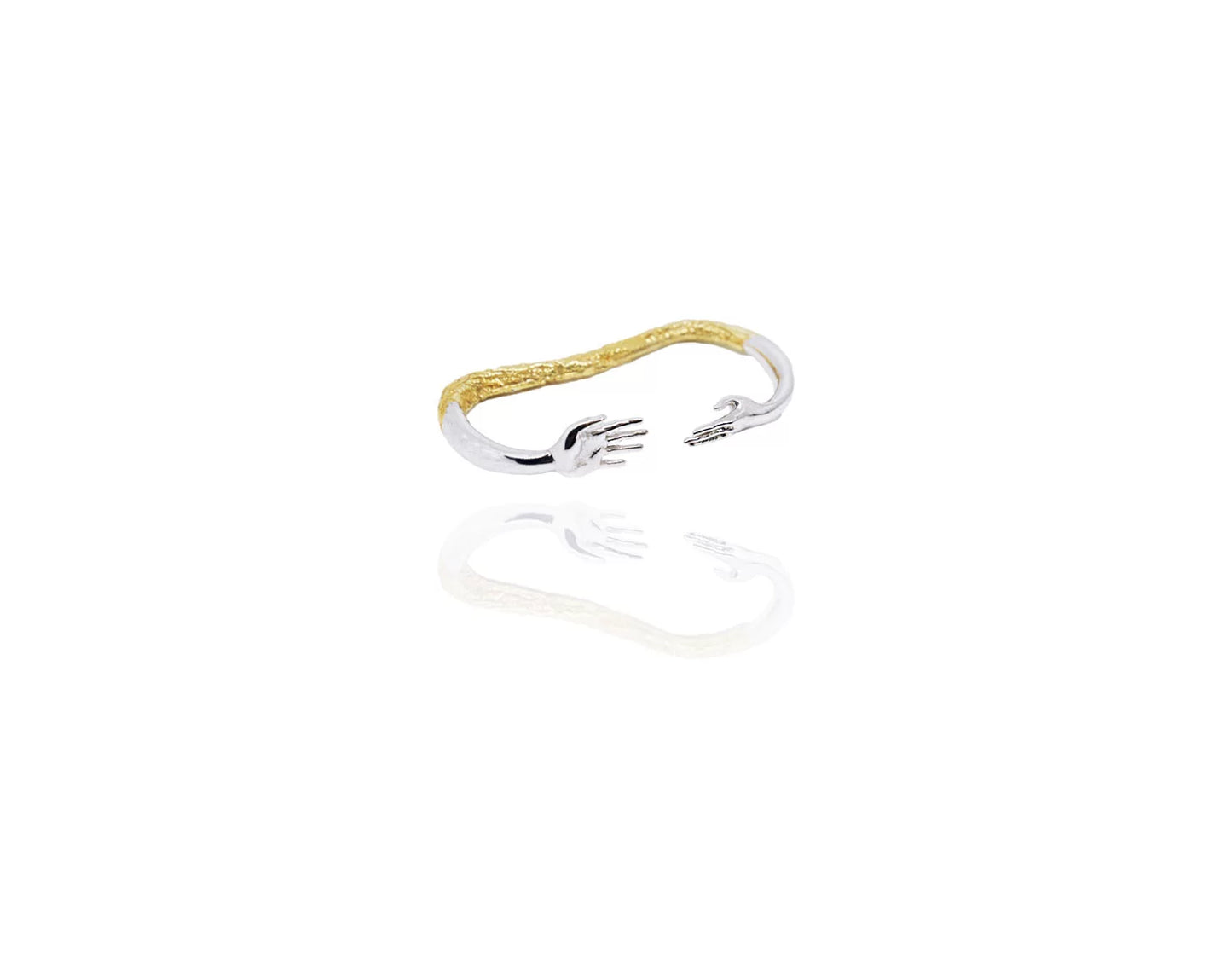 Reaching Hands Double Finger Ring